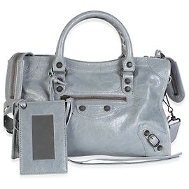 Borsa Balenciaga Small Le City in Agneau Grigio con Dettagli Argentati