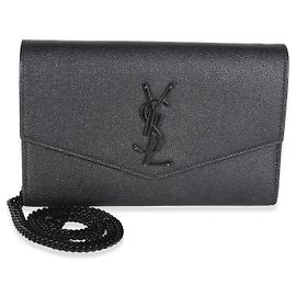 Autre Marque Portafoglio a catena Saint Laurent Uptown in pelle Grain de Poudre nera
