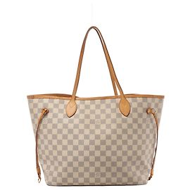 Borsa a tracolla Louis Vuitton Neverfull MM Damier Azur in Beige N51107