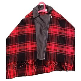 Autre Marque Chaqueta a cuadros Shop is Art roja y negra con ecopiel
