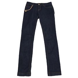 Gucci Dark Blue Denim Chain Detail Skinny Pants