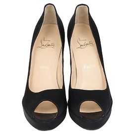 Escarpins Peep Toe Very Prive en satin noir Christian Louboutin