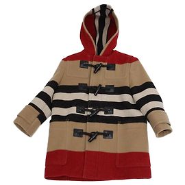 Abrigo Duffle Burberry Kids Archive Beige de lana con rayas Icon