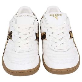 Autre Marque Dolce & Gabbana x Diadora Baskets Brasil en cuir blanc et poils de veau imprimé léopard