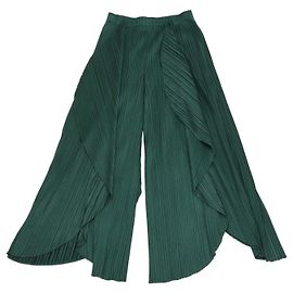 Autre Marque Pleats Please by Issey Miyake Pantaloni Plissettati Leaf in Poliestere Verde