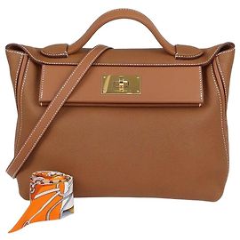 Hermès Borsa Hermes 24/24 29 in pelle Togo e Swift Gold con Twilly