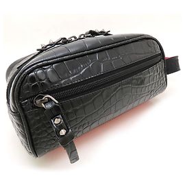 Pochette en cuir noir et rouge Christian Louboutin