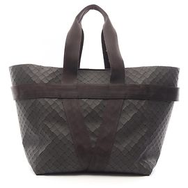 Saco Tote Bottega Veneta Scorpio em borracha Intrecciato castanho