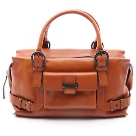 Bolso de mano de cuero marrón Salvatore Ferragamo