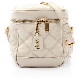 Bolsa de ombro Yves Saint Laurent em couro marfim dos anos 80