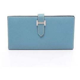 Hermès Portafoglio lungo bi-fold Hermes Bearn Classic Blue Jean