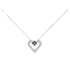 Autre Marque Collana Cuore Zaffiro e Diamanti Au750 Au417