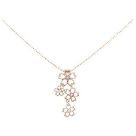 Autre Marque Collana Au750 Fiore Tormalina e Diamante