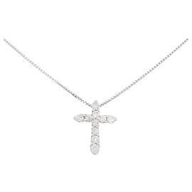 Autre Marque Collana Croce in Oro Bianco Au750 e Diamanti