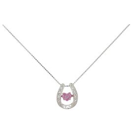 Autre Marque Colar de Safira e Diamante Pt900 Au750 Pt850