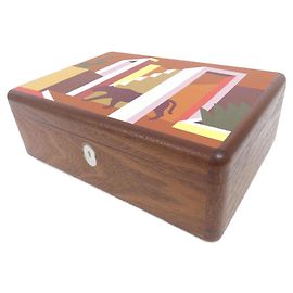 Hermès FELIN DANS UN JARDIN MEXICAN Mahogany Wood Evercolor Epsom Chèvre Home Decor Set