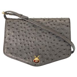 Bolsa de Ombro Bally em Couro de Avestruz