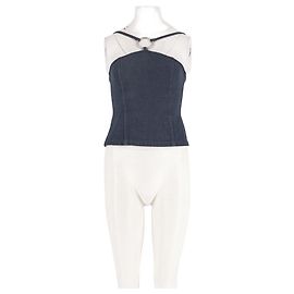 Autre Marque Top tank cropped NYNNE de algodón azul con detalle de anillo