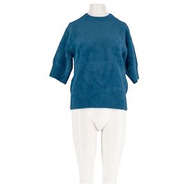 Autre Marque FLORERE Blauer Kurzarmpullover mit Rundhalsausschnitt S