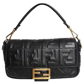 Fendi Borsa Baguette in pelle nera