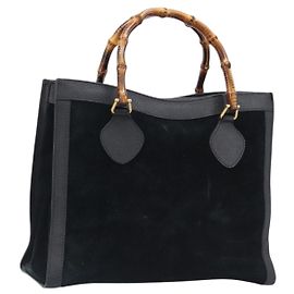 Bolso de mano GUCCI Bamboo Gamuza Negro Tono Dorado 002 2853 0260 0