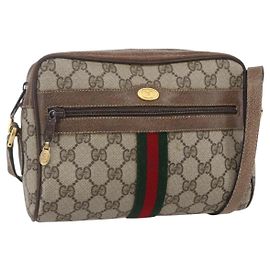 GUCCI GG Supreme Web Sherry Line Tasche PVC Beige Gold 56 02 004