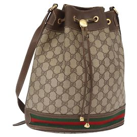 GUCCI GG Supreme Web Sherry Line Tasche PVC Beige Gold 164 02 085