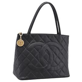 CHANEL Standard Tote Bag Caviar Leder Schwarz Gold CC