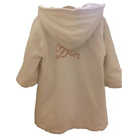 Baby Dior Rosa Baumwoll-Bademantel mit floralem Logo