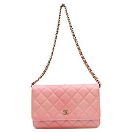 Bolso de hombro cartera Chanel AP0250 en piel de becerro clásica rosa brillante sin logo
