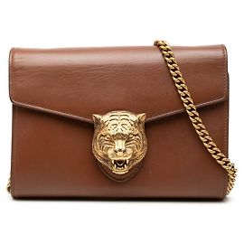 Borsa a tracolla con catena portafoglio Gucci Animalier Tiger Head