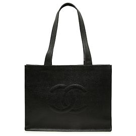 Borsa Tote Chanel Black CC Caviar