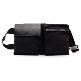 Gucci Gürteltasche aus schwarzem GG Canvas mit zwei Taschen