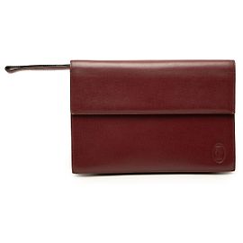 Clutch con patta Must De Cartier in pelle di vitello grana rossa Cartier