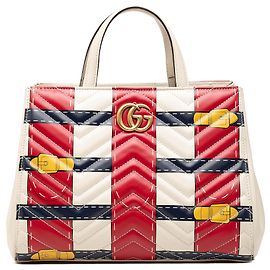 Bolsa Satchel Gucci White Small GG Marmont Matelasse em couro de bezerro Trompe L Oeil