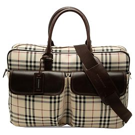 Borsa business Burberry in tela House Check beige