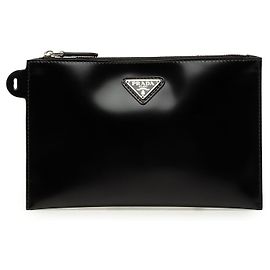 Prada Clutch aus schwarzem Spazzolato-Leder
