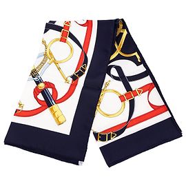 Foulard di seta Hermès White Eperon D Or 90