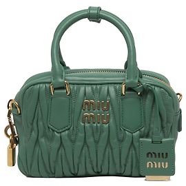 Borsa Satchel Miu Miu Arcadie Small in Nappa Matelassé Verde