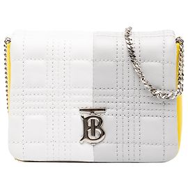 Burberry White Mini Micro Quilted Lambskin Colorblock Lola Crossbody