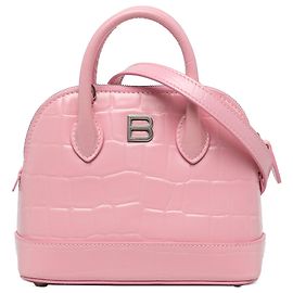 Balenciaga Ville Top Handle Bag XXS aus rosa Krokopräge-Kalbsleder