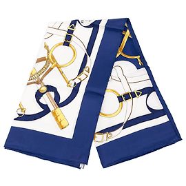 Foulard di seta Hermès White Eperon D Or 90