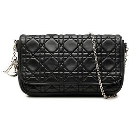 Borsa a tracolla con catena Christian Dior Dior Cannage Lady Wallet