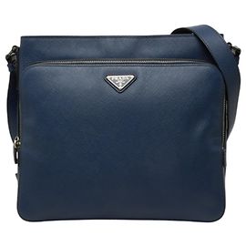 Prada Schultertasche aus Saffiano-Leder Navy