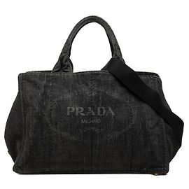 Prada Triangle Logo Plate Canapa Tote Bag