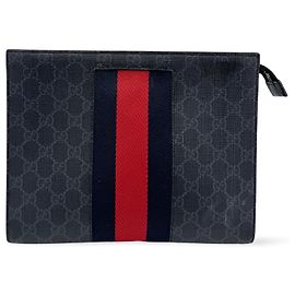 Gucci Web Zip-Etui aus GG beschichtetem Canvas