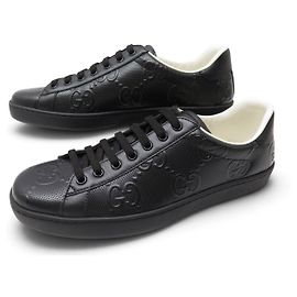 NUOVE SCARPE GUCCI SNEAKERS 625787 ACE GG PELLE NERA 8.5 42.5 NEW SNEAKERS