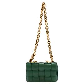 Borsa Cassette imbottita con catena Bottega Veneta in pelle verde