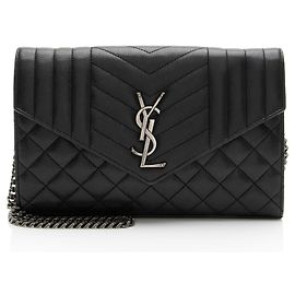 Autre Marque Portafoglio a catena monogram con pelle matelassé mista Saint Laurent