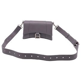 Borsa a tracolla Balenciaga Downtown XXS in pelle grana grigia
